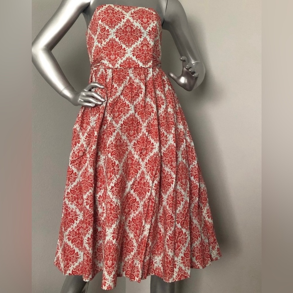 Tommy Bahama red patterned strapless dress